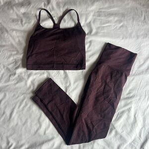 All in Motion Burgundy Shimmer Athletic Set – Top S / Bottoms M